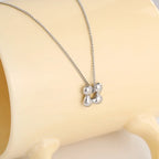 Simple Exquisite Rotate Flower Pendant Necklace Stud Earrings for Women Stainless Steel Jewelry Set Party Daily Gift for Friends