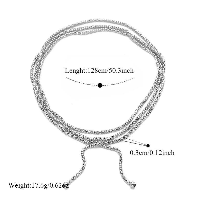 EILIECK 316L Stainless Steel Metal Long Layered Chain Necklace For Women Fashion Collar Neck Chain Waterproof Jewelry Lady Gift