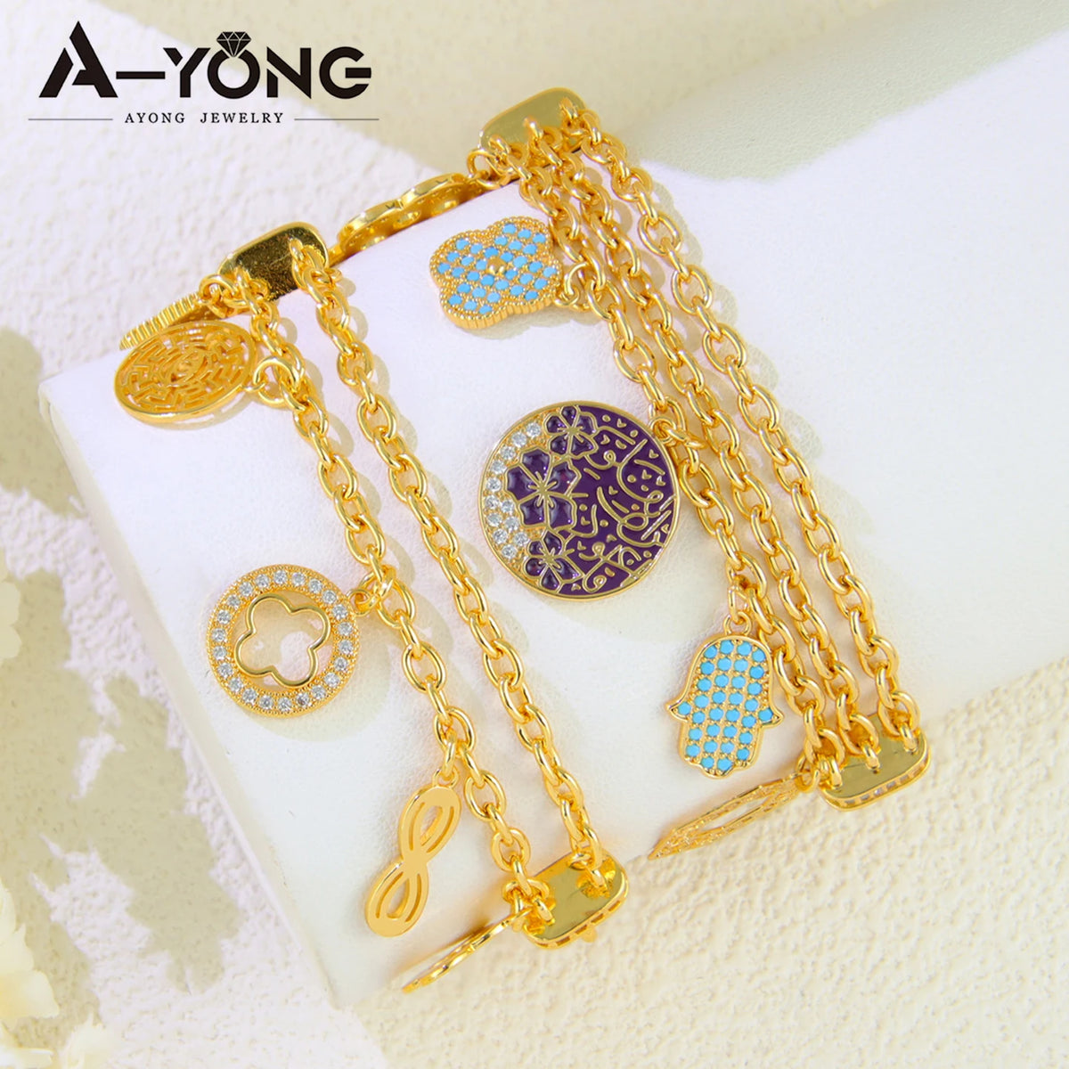 Fashion Arabic Dubai Gold-Color Charm Bracelet