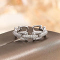 Micro-set zirconia link chain ring for women, exuding a cool and sophisticated vibe, designed for the index finger.