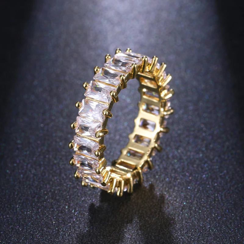 ChooseMe Square CZ Paved Austrian Zircon Engagement Ring