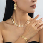 Snowflower Jewelry Set (Necklace, Earrings, Bracelet), Elegant Jewelry for Women, Fashion Accessory for Parties & Daily Wear