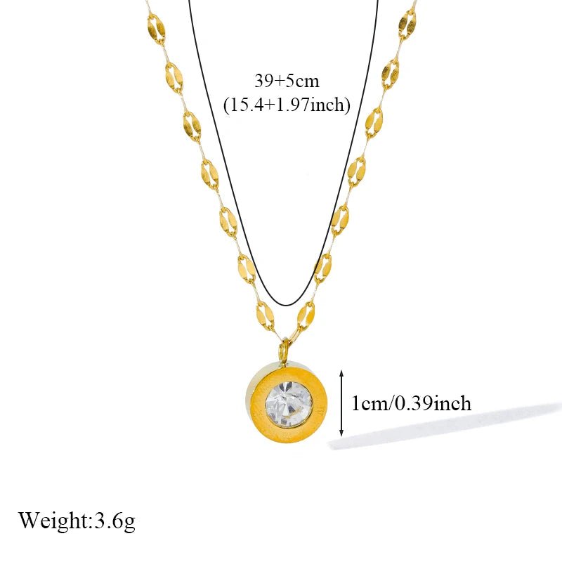 EILIECK 316L Stainless Steel Roman Numeral Zircon Necklace Bracelets Earrings Set For Women New Trendy Gift Waterproof Jewelry