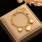 EILIECK 316L Stainless Steel Beach-Style Shells Starfish Bracelet Bangle For Women Trendy Waterproof Hand Chain Jewelry Gift