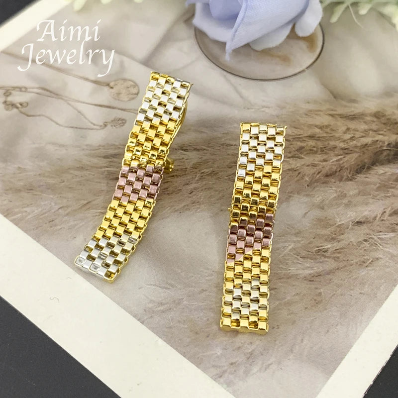 Simple Gold Plated Necklace Earrings Bracelet Jewelry Set for Women Italian Jewellery Set Bridal Wedding African Party Gifts