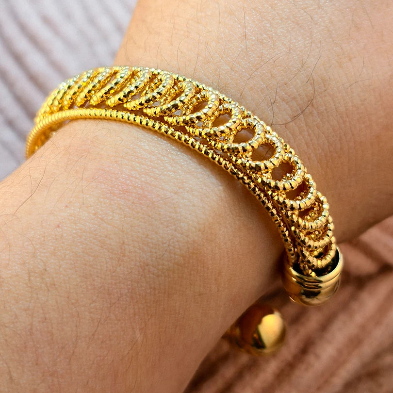 Dubai Charm 24k Gold Plated Bangles For Baby Child Arabic Bridal African Indian Bracelet Nigerian Wedding Hand Jewelry