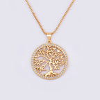 Nidin Nouvelle Arrivée Mode Classique Arbre de Vie Plaqué Or Cristal Colliers & Pendentifs Femmes Zircon Chaîne Bijoux Collier Femme