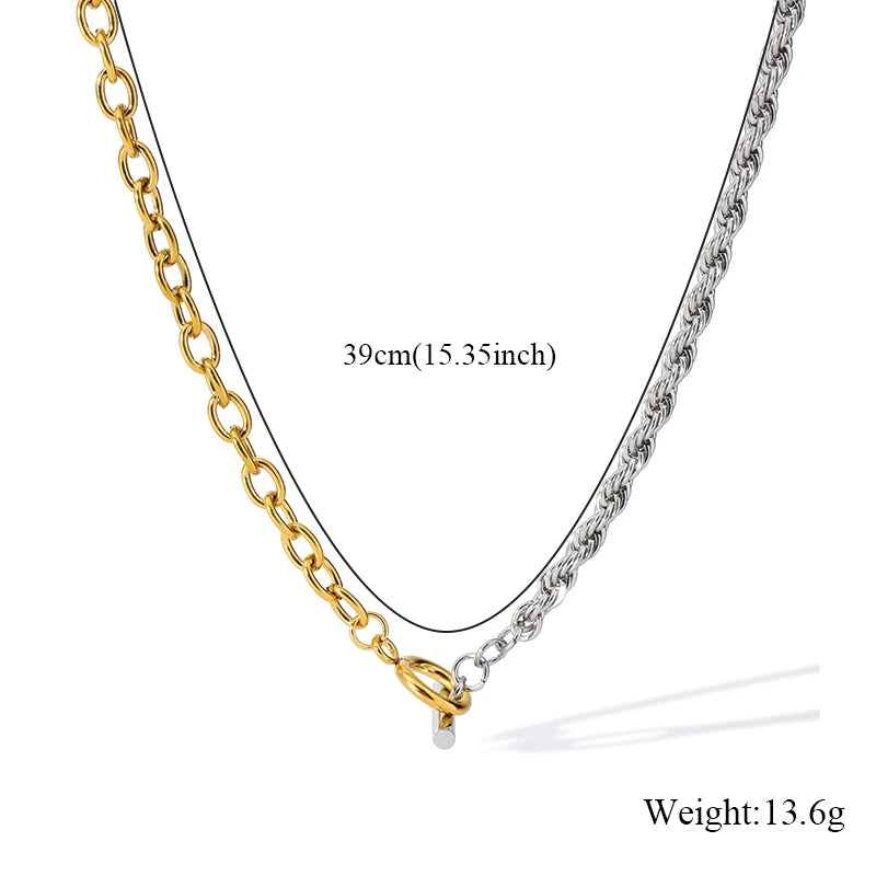 EILIECK 316L Stainless Steel Metal Gold Silver Color Chain Necklace Bracelet for Women Fashion Water Resistant Jewelry Set Gift