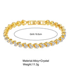 Luxury Roman Crystal Geometric Rhinestone Chain Charm Bangle