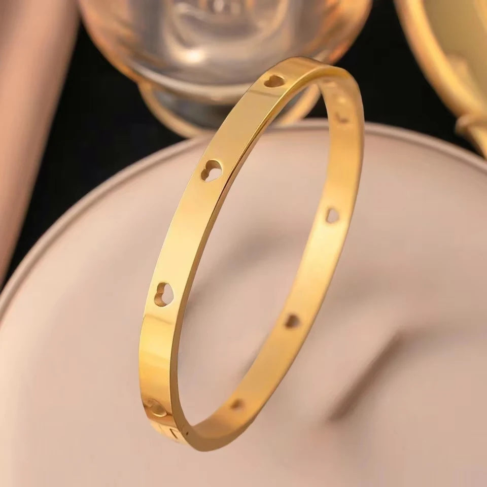 Yupsk 4/1Pcs Inlaid Zircon Stainless Steel Stackable Bracelet Delicate Flower Design Bangles Women's Fashion Versatile Jewelry