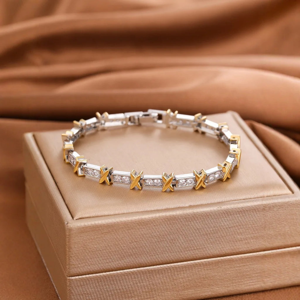 Light Luxury Adjustable Zircon Punk-Style Open Bangle