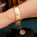Bracelet jonc pièce Totem turque ottomane plaquée or de luxe