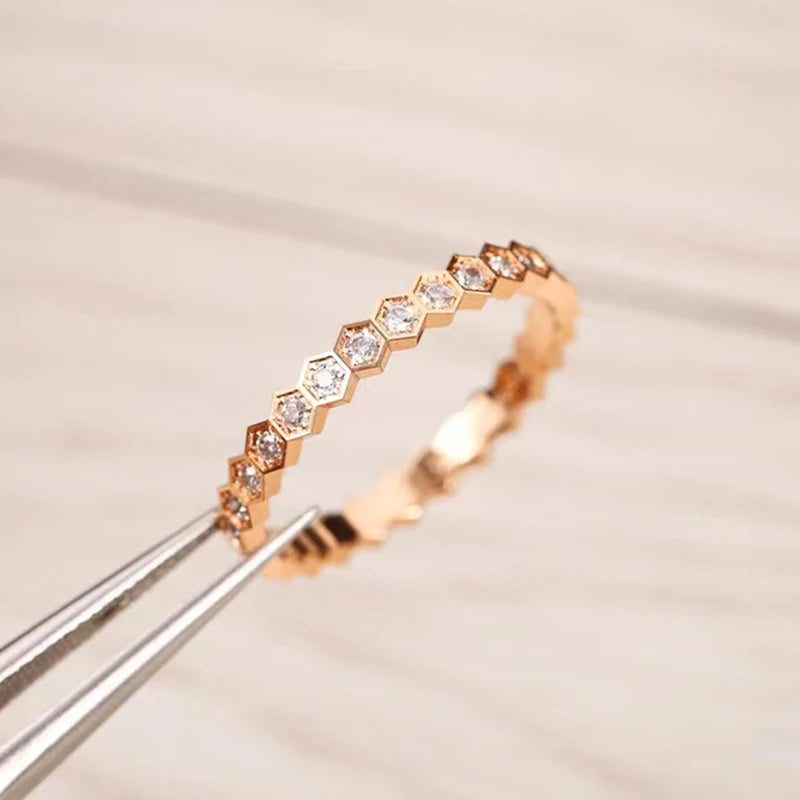 925 Sterling Silver Geometric Zircon Vintage Fine Jewelry Ring