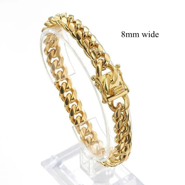 Stainless Steel Curb Cuban Link Chain Bracelet