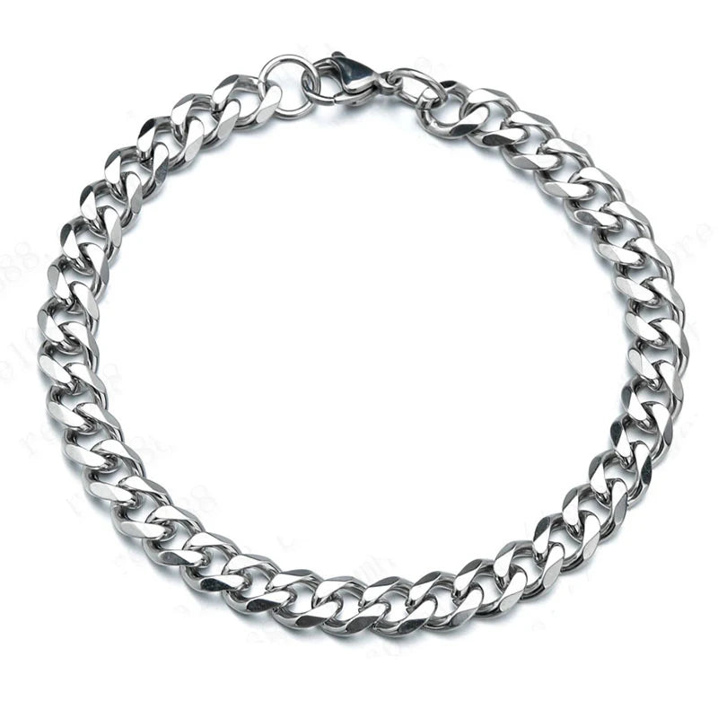 Hiphot Bracelet chaîne cubaine gourmette en acier inoxydable pour hommes, couleur or simple, bracelet chaîne pour hommes, bijoux de poignet unisexe, cadeau