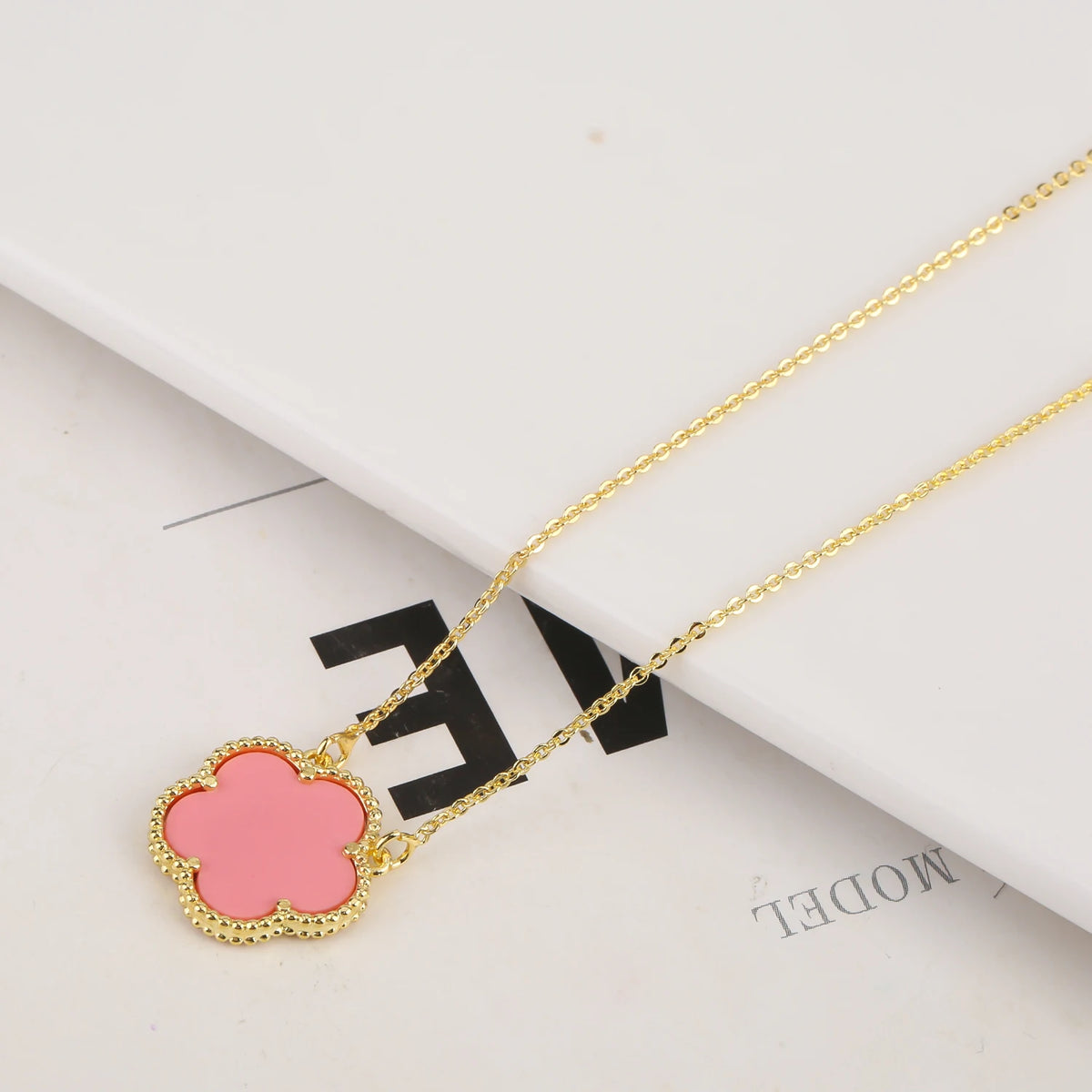 Hot Selling Plum Blossom Plant Five Leaf petal Pendant Necklace Earrings For Women's Clover Temperament Jewelry Set