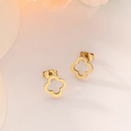 DOTIFI Stainless Steel Creative Hollow Four Plum Blossom Simple Style Four-Leaf Clover Handmade DIY Earrings Jewelry Accessories