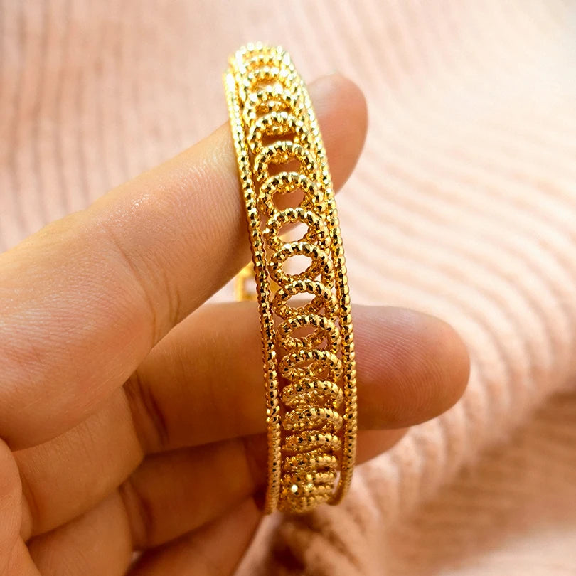 Dubai Charm 24k Gold Plated Bangles For Baby Child Arabic Bridal African Indian Bracelet Nigerian Wedding Hand Jewelry
