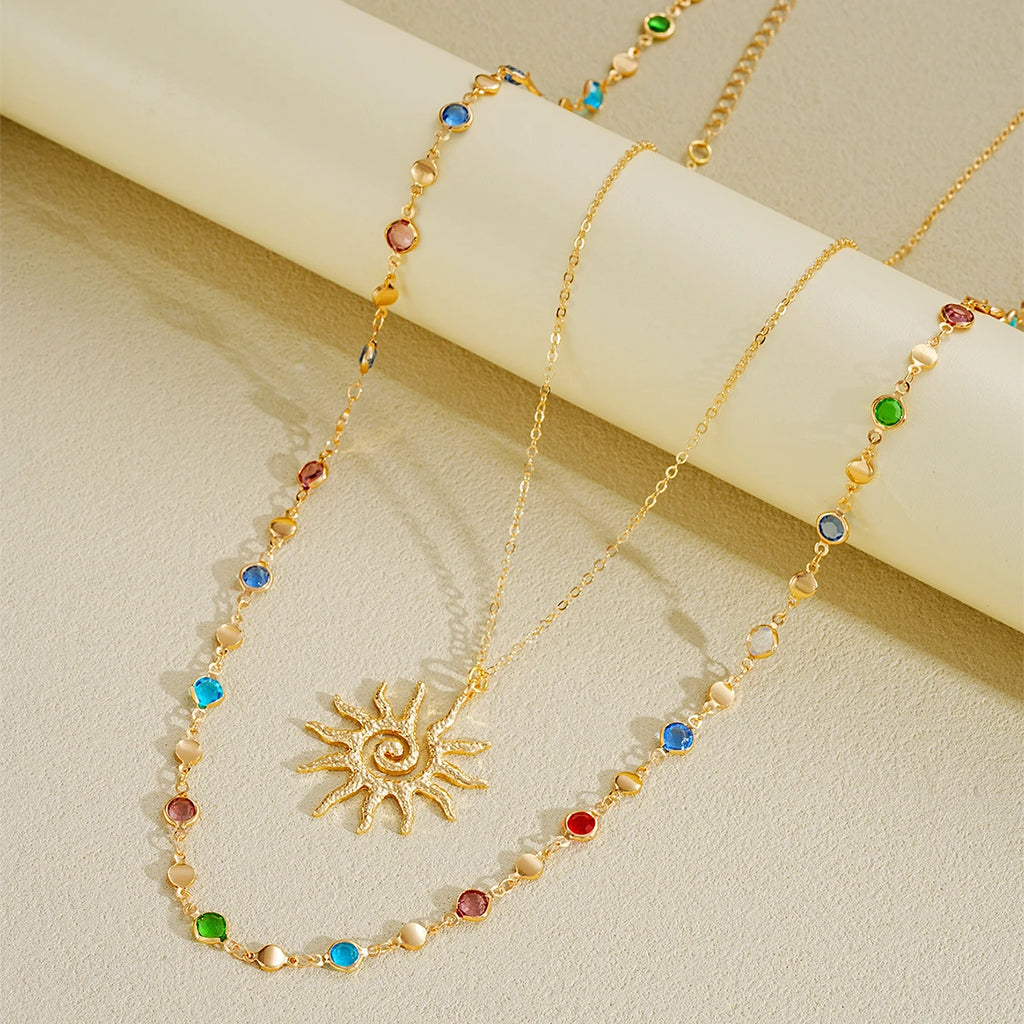 Ensemble Collier Goutte Tendance Tournesol Cristal, 2 Pièces/Parure