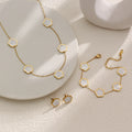 Hot Selling Stainless Steel Shell Plant Five Leaf Flower Set For Women's Jewelry Accessories Simple And Non Fading Clover