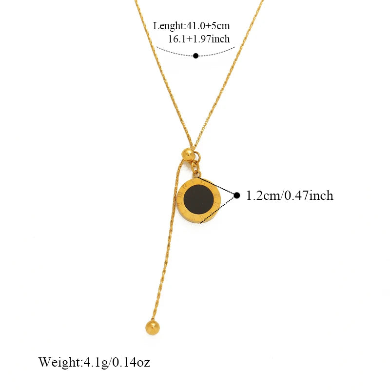 EILIECK 316L Stainless Steel Round Roman Numerals Necklace Bracelet Set For Women Girl Trendy Waterproof Jewelry Set Gift