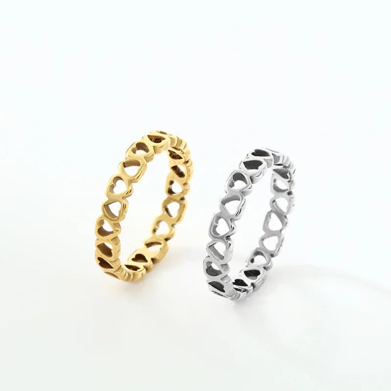 Hollow Love Heart Never-Fade Titanium Stainless Steel Ring