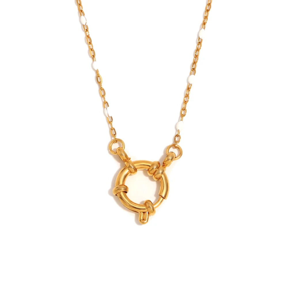 ChooseMe Clip Oil Drop Beads Spring Buckle Necklace