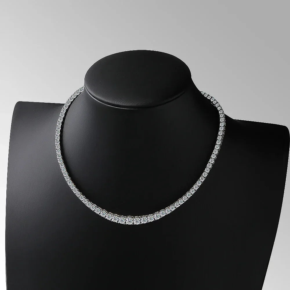 Moissanite Diamond Tennis Necklace with Certificate 3-5mm Size Gradient Diamond Riviera Necklace S925 Silver Choker for Women