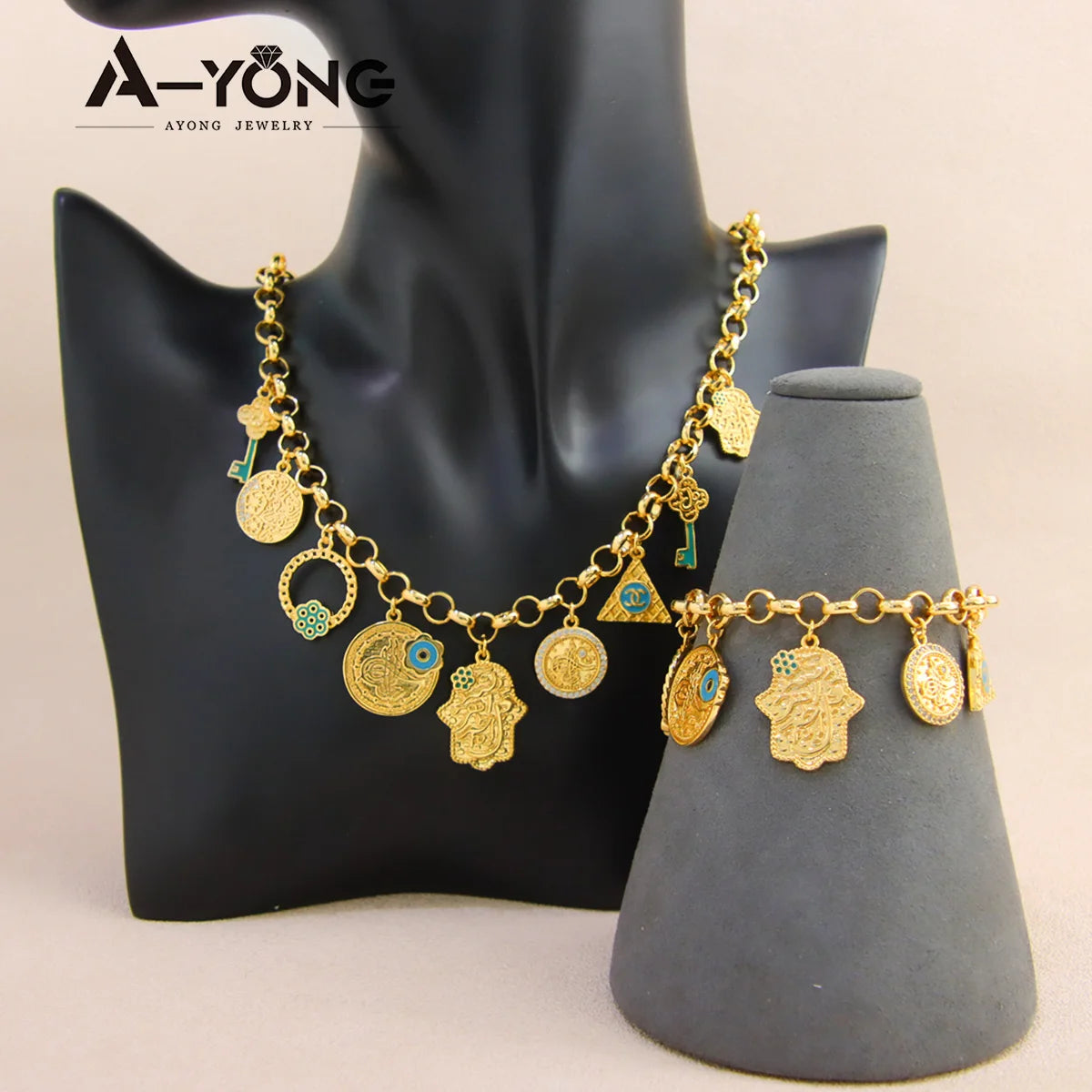 Dubai Fashion Italian Punk Charm Jewelry Set