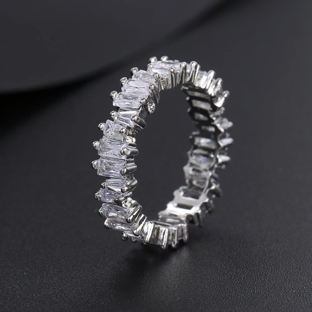ChooseMe Square CZ Paved Austrian Zircon Engagement Ring