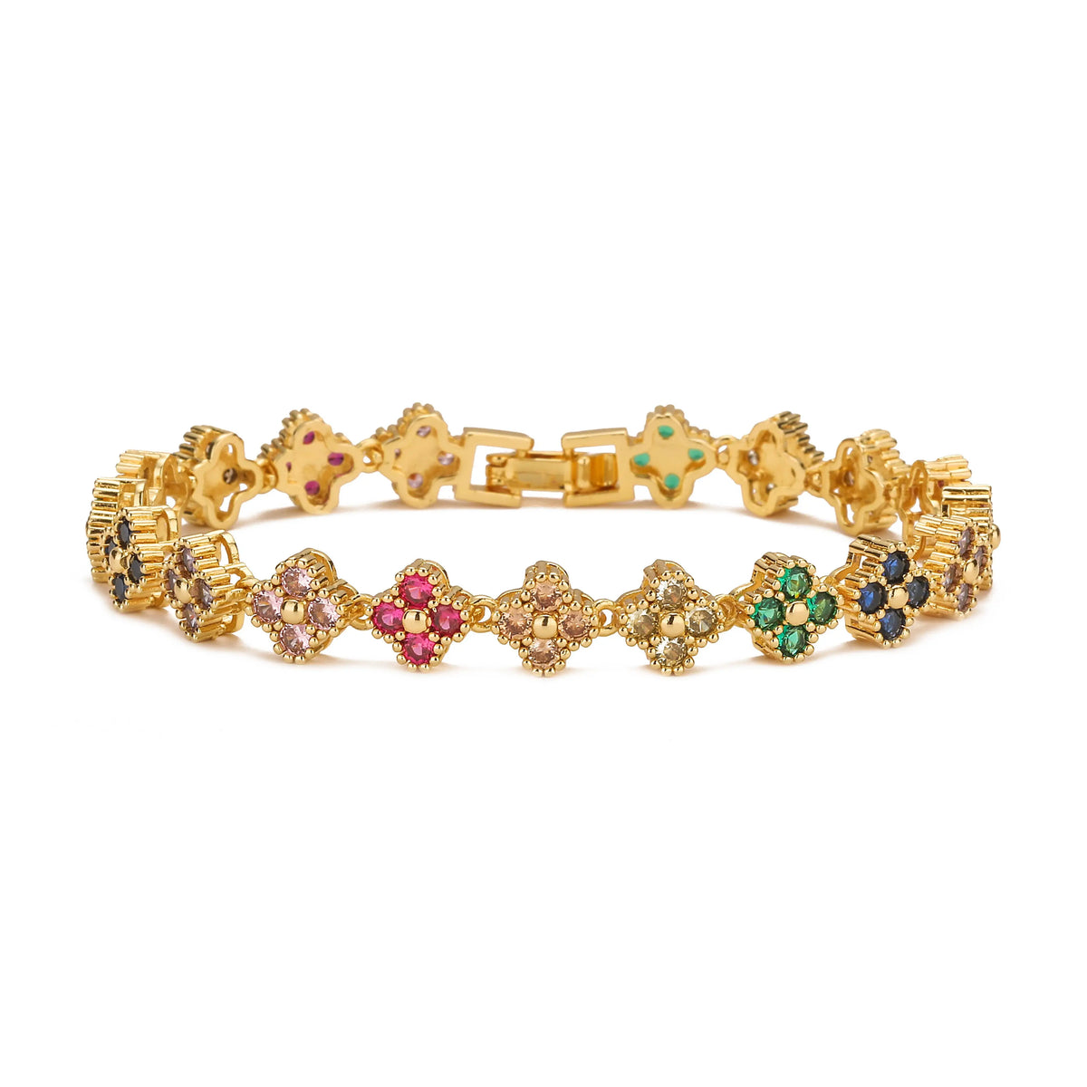 ChooseMe Brass Flower Necklace & Bracelet Jewelry Set