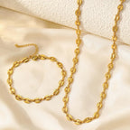 Stainless Steel Jewelry Set Necklaces Bracelet with Cute Pig Nose Hollow Carving High-end textured jewelry set For Women Jewelry