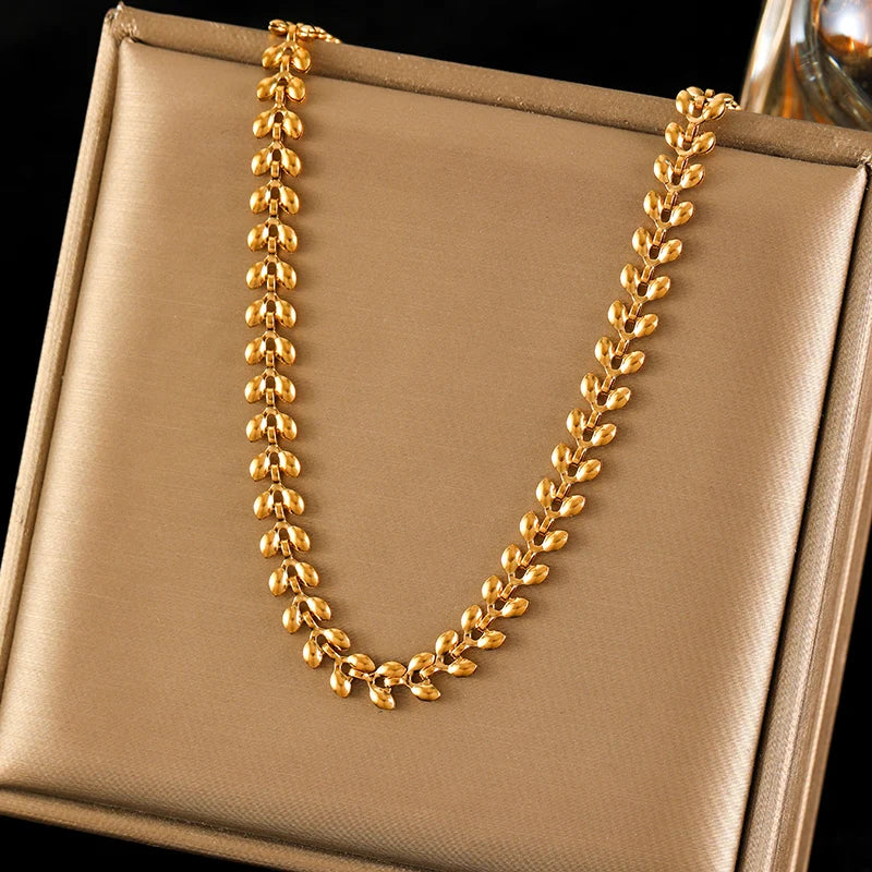 EILIECK Stainless Steel Handmade Fashion Chain Necklace For Women 18K Gold PVD Plated Rust Proof Textured Unisex Jewelry Gift