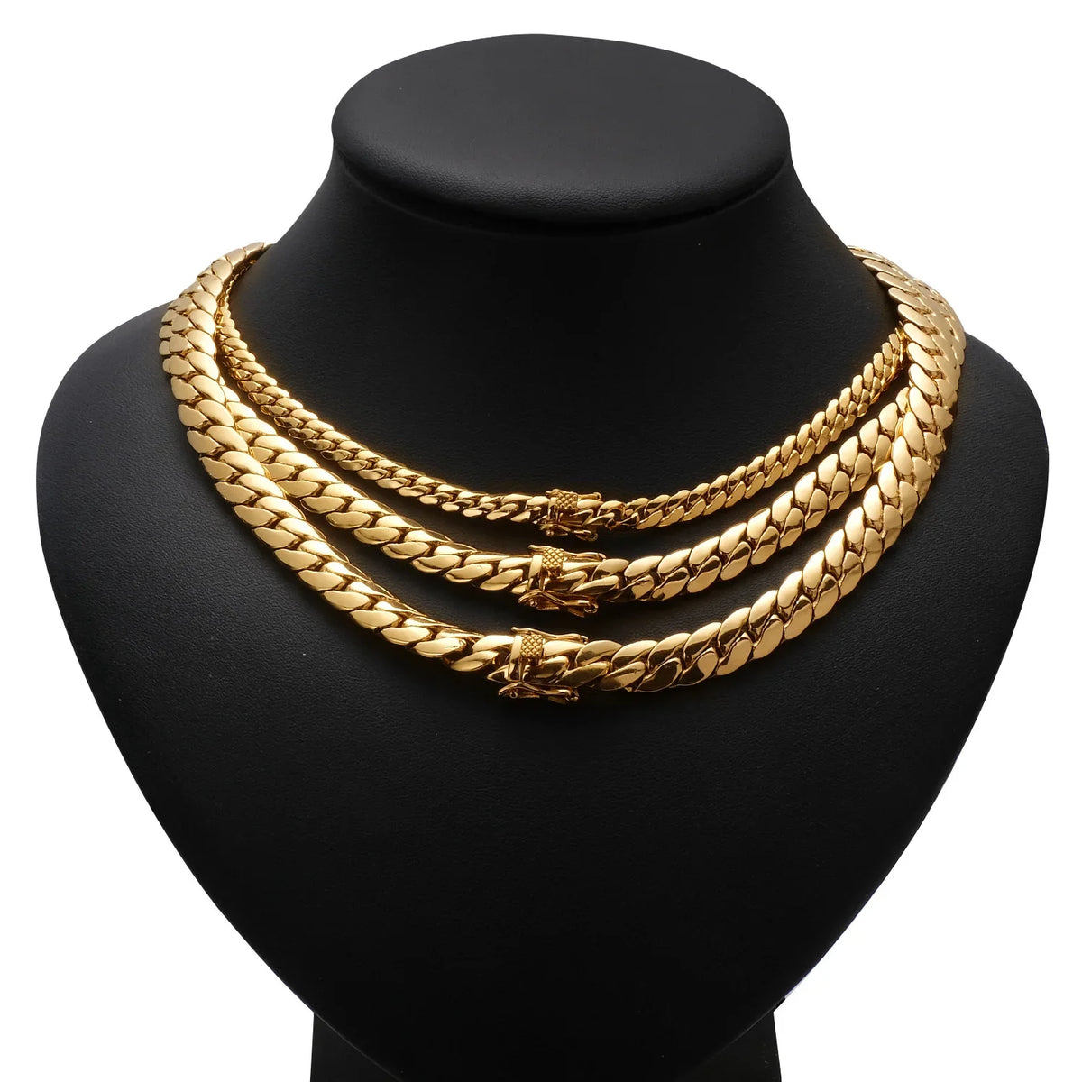 Waterproof Stainless Steel Gold-Plated Cuban Whip Chain Jewelry