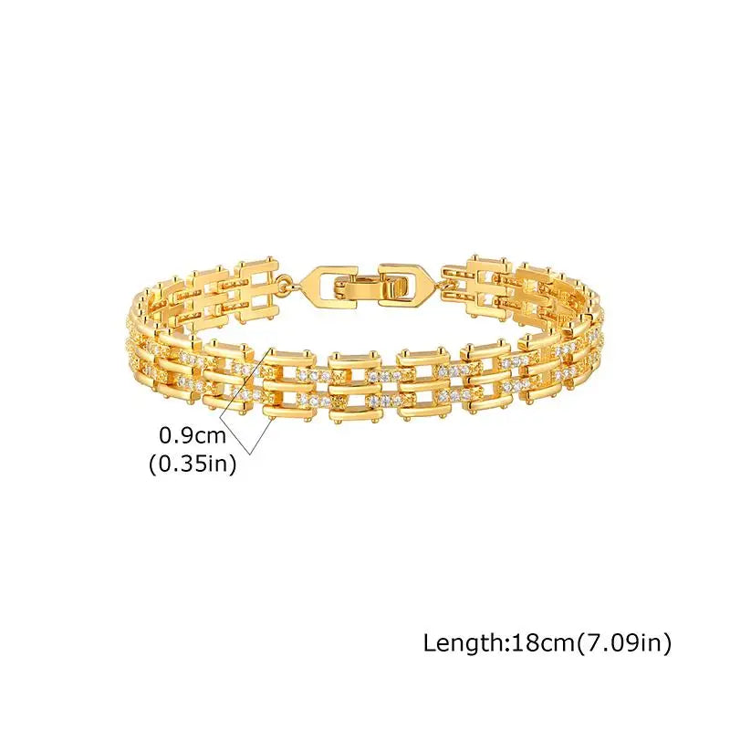 Gold Plated Copper Brass Materials Watch Bracelet Multi Choose Zircon Bracelet With Chain