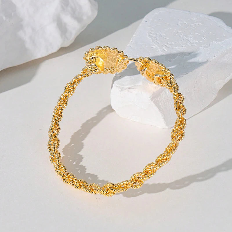 Snake-Shape Gold-Color Open Charm Wedding Anklet & Arm Bracelet