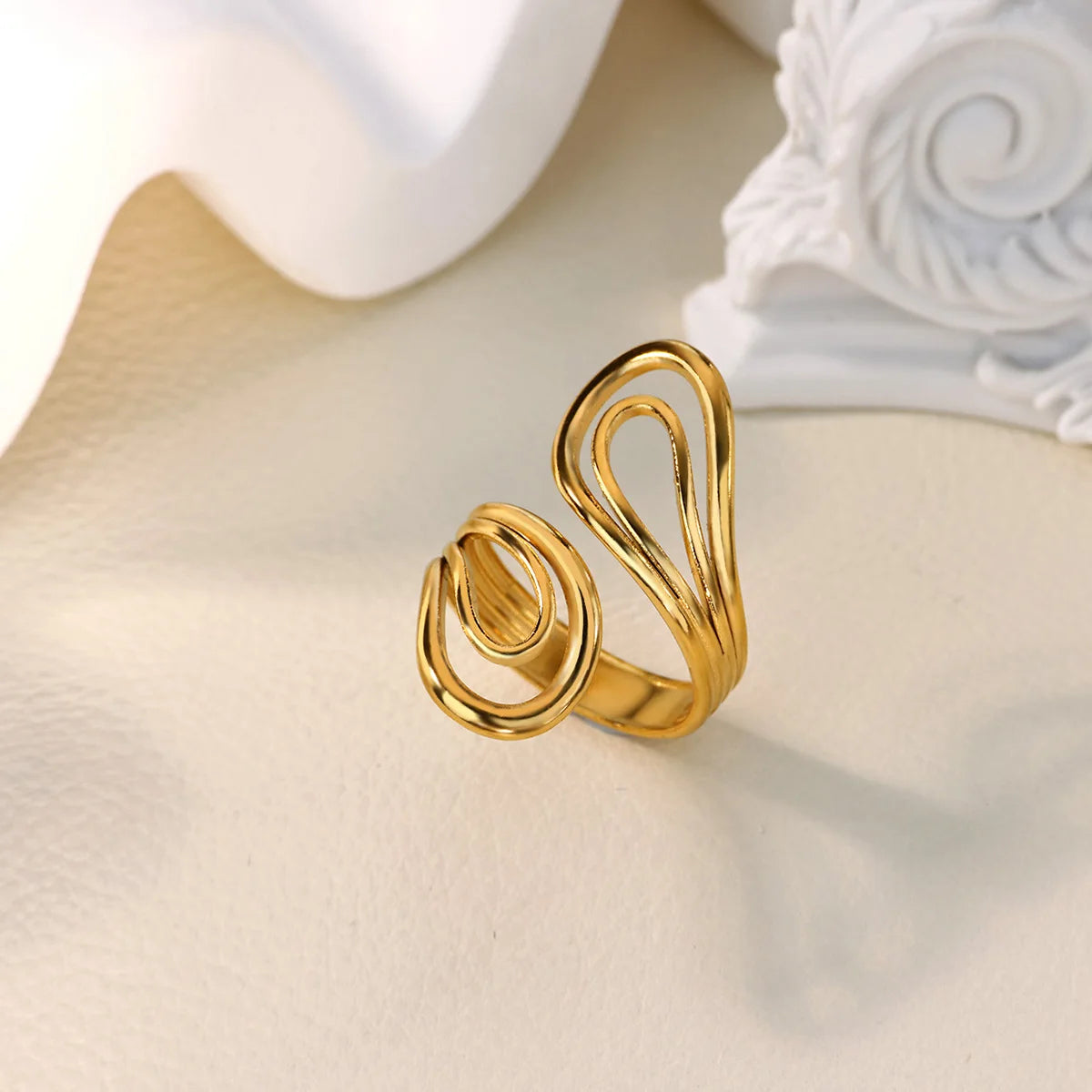 Stainless Steel Chunky Wide Geometric Open Ring