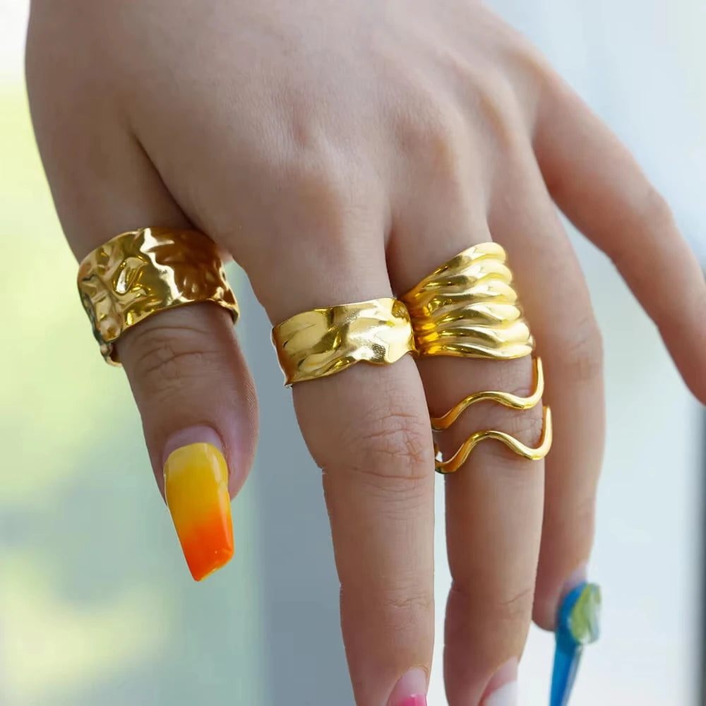 Stainless Steel Chunky Wide Geometric Open Ring