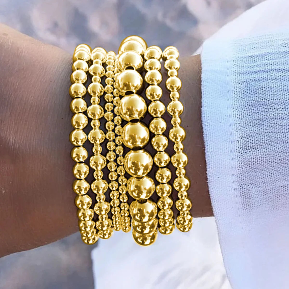 Vintage Minimalist Handmade Beaded Bracelet Set, 7 Pcs/Set
