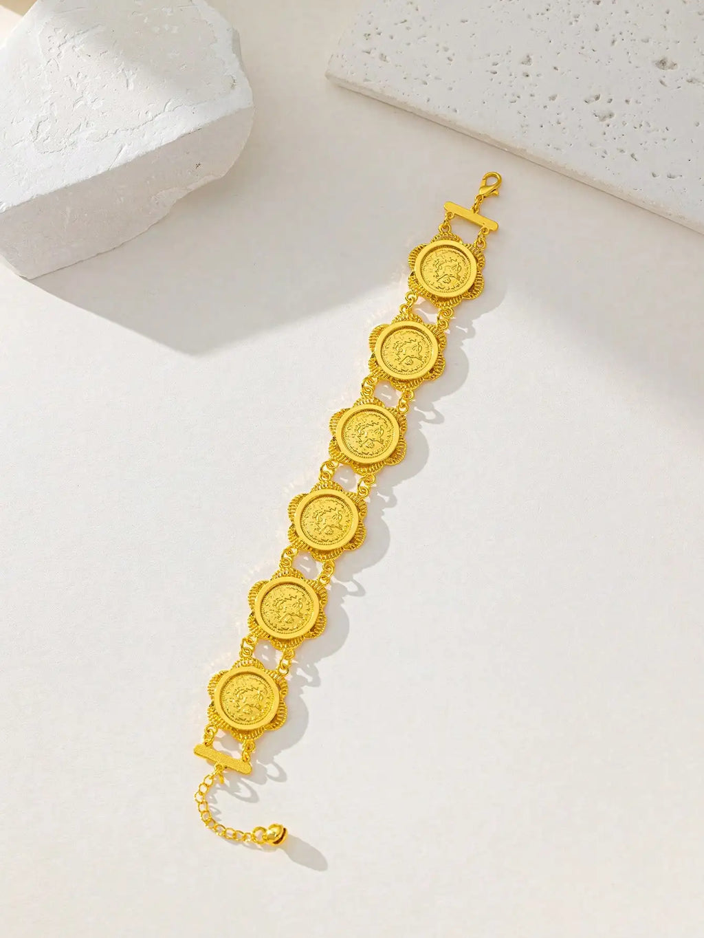 Nouveau Bracelet Chaîne Pièce Turque Plaqué Or pour Femmes Bracelet Manchette de Mariée Style Moyen-Orient Accessoire de Mariage de Luxe