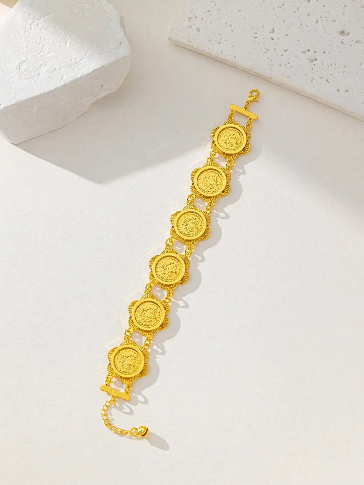 New Gold Plating Turkish Coin Chain Bracelet for Women Middle East Fashion Bridal Cuff Bracelet Luxury Wedding Accessory