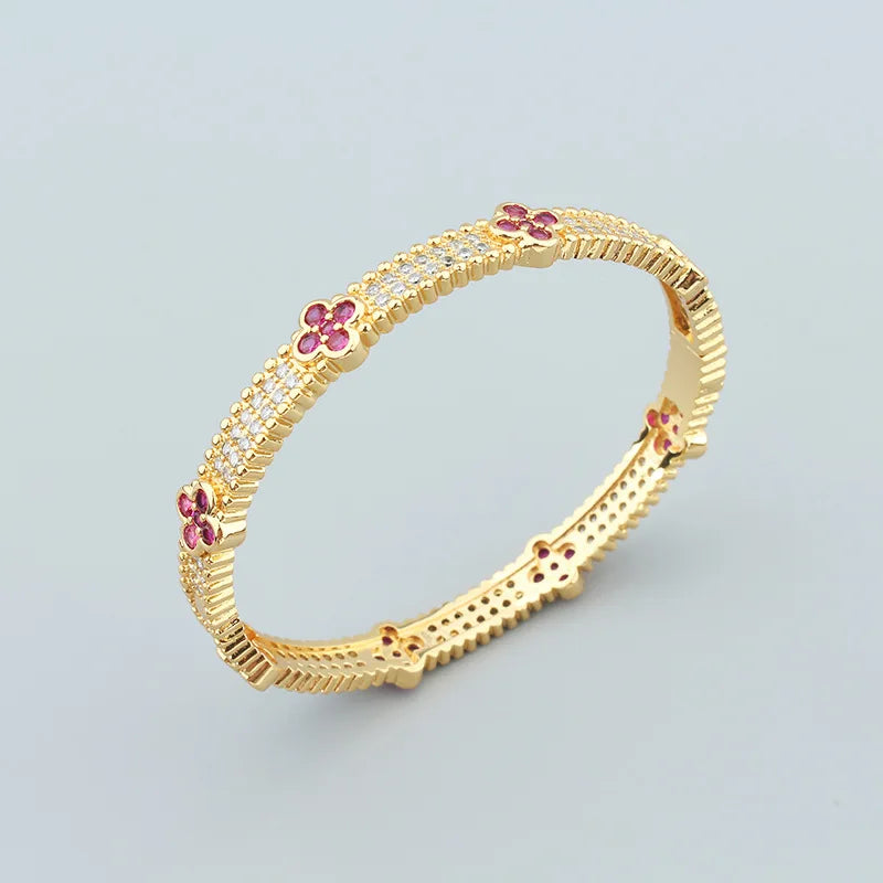 Fashion Luxury Lucky Geometry Cubic Ziron Engagement Bridal Bracelet Finger Ring copper Classic Lady Gift