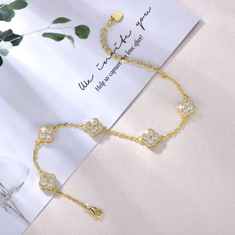 Clover VVS1 Lab-Diamond Four-Leaf Chain Bracelet with GRA Certificate