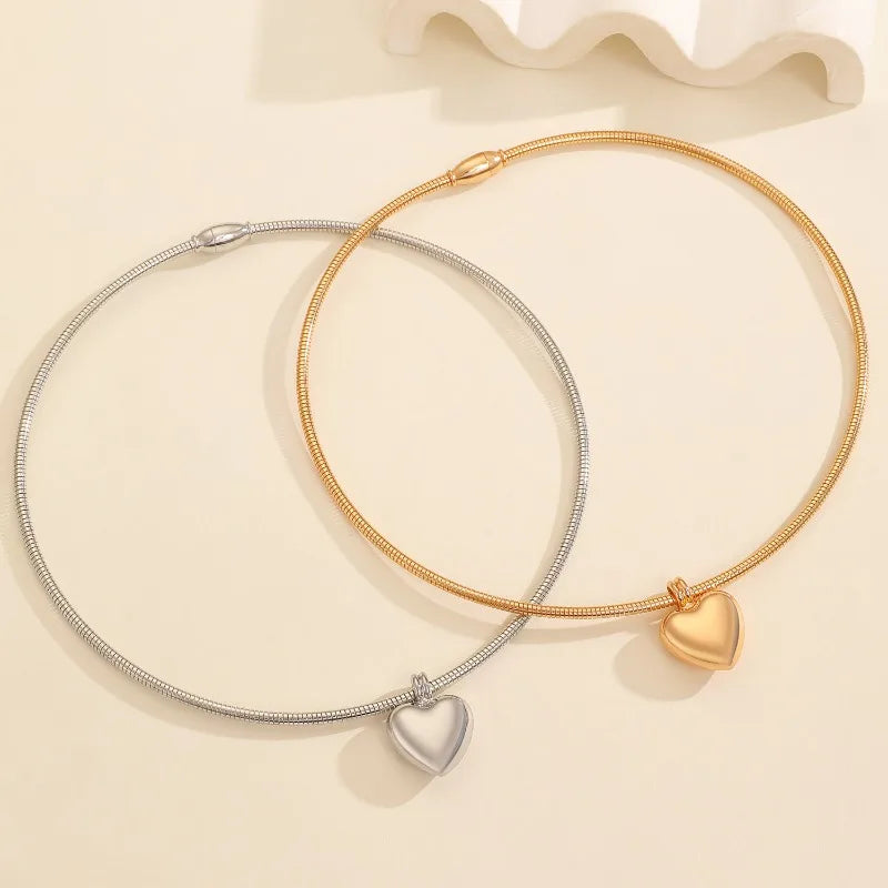 Simple Fashion Heart Collar Necklace, Elegant Feminine Jewelry Accessories, Wedding Party Valentine's Day Gift for Girlfriend