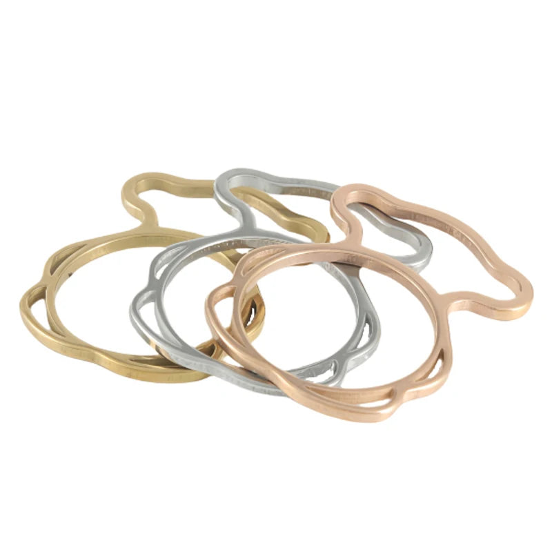 Hollow Love Heart Never-Fade Titanium Stainless Steel Ring
