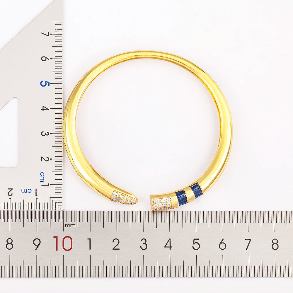 Bracelet Ouvert Ajustable en Zircon Brillant Tendance Luxe Léger