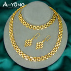 Newest Nigeria Wedding Jewelry Set 21k Gold Plated Fashion Bamboo Knot Necklace Ethiopia Women Bridal Luxury Vintage Jewelrys