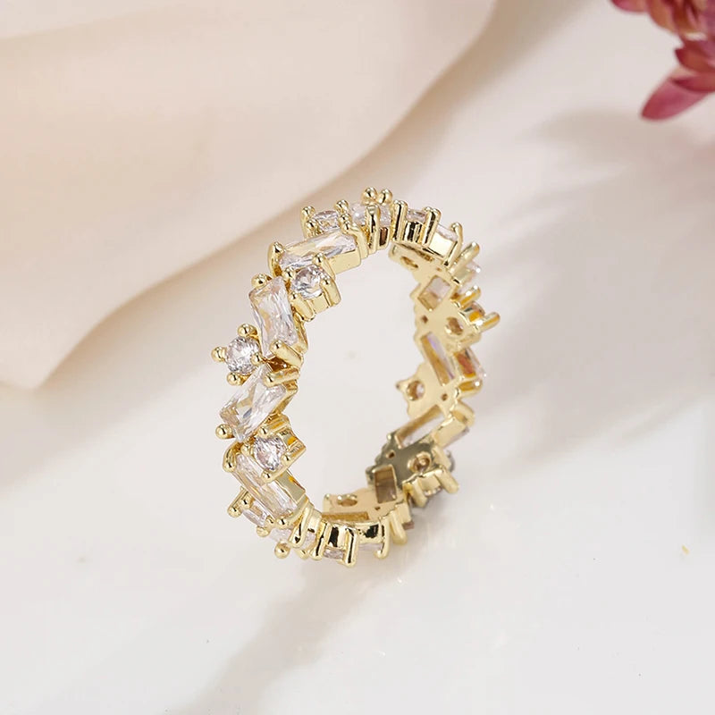 ChooseMe Square CZ Paved Austrian Zircon Engagement Ring