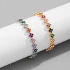 Colorful Lucky Four-Leaf Flower High-End Zircon Bracelet