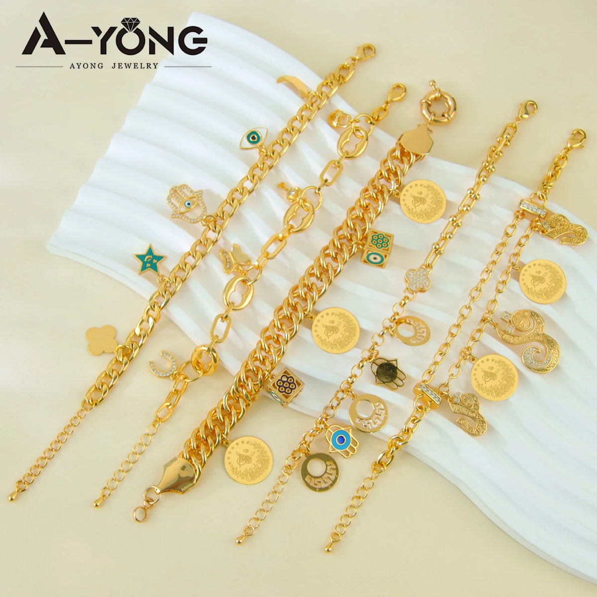 Fashion Arabic Dubai Gold-Color Charm Bracelet